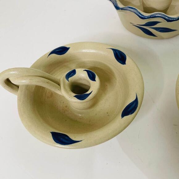 Vintage Set Of 3 Colonial Williamsburg Pottery Candlestick Holder. - Picture 4 of 7